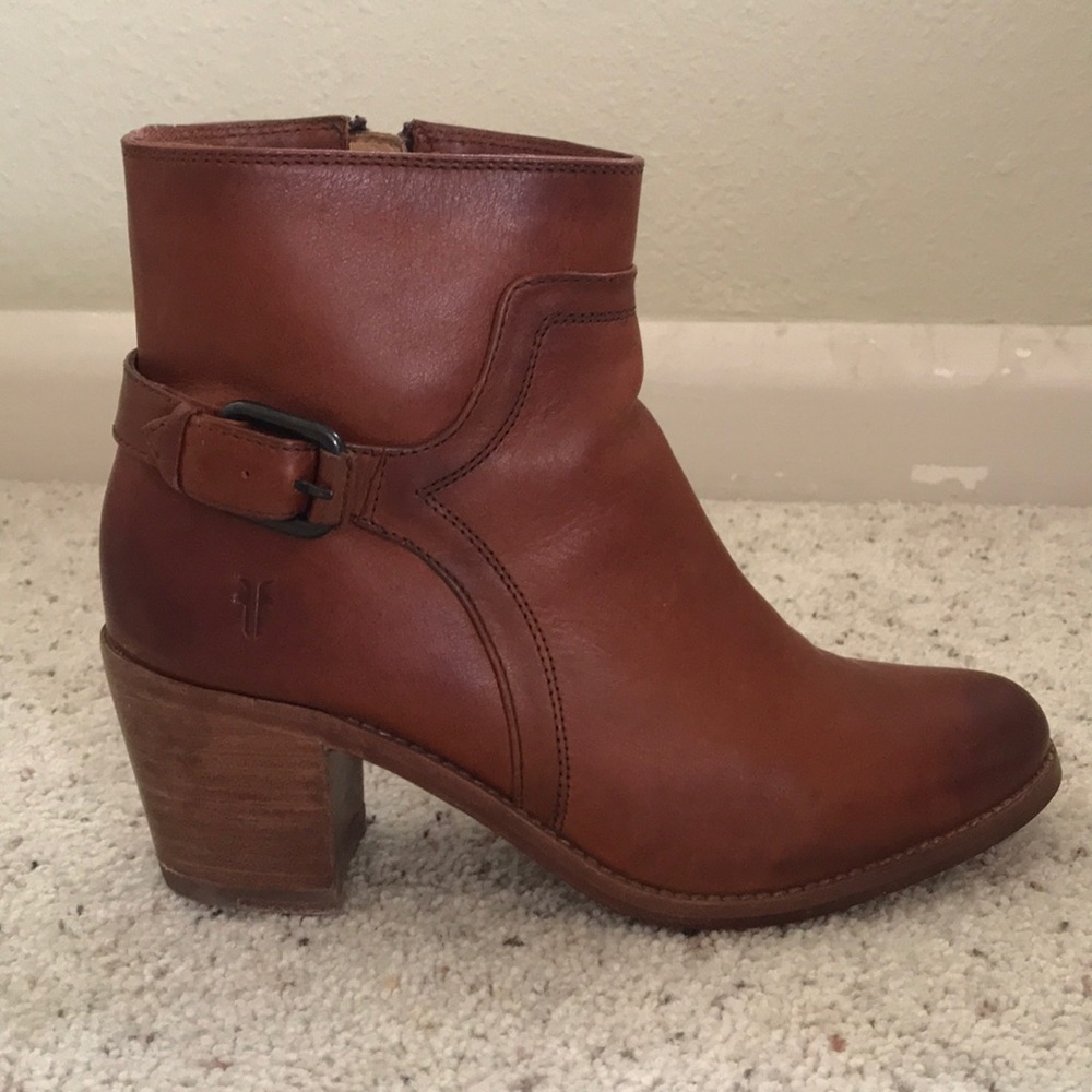 Frye Leather Buckle Ankle Boots
